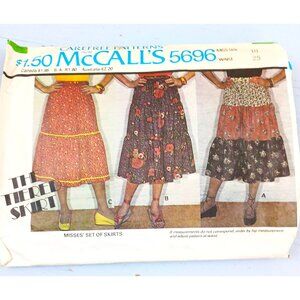 McCalls 5696 Misses Tiered Skirt Sewing Pattern Sz 10 Waist 25 Vintage 1977